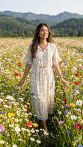 White Multi-Color Wildflower Tiered Maxi Dress