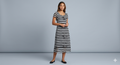 Black and White Distressed Stripe Shift Dress