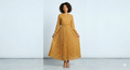 Yellow Polka Dot Pleated Midi Dress
