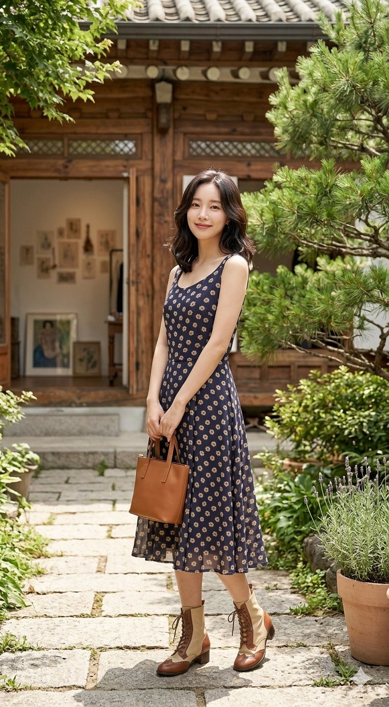 Sleeveless Daisy Print Scoop-Neck Fit and Flare Dress