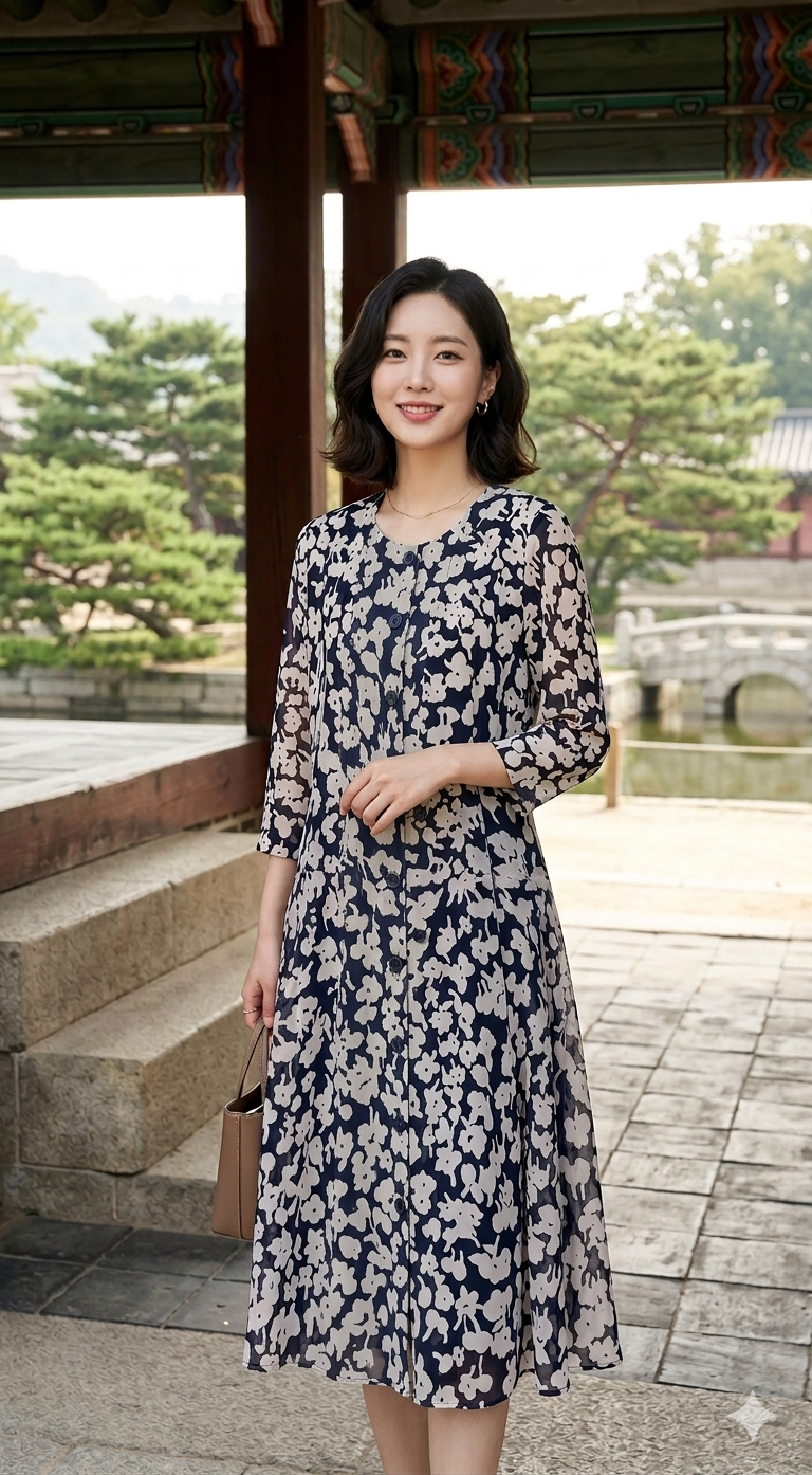 Shesmiss Black and White Floral A-Line Dress