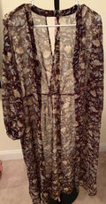 Long-Sleeve Sheer Floral Print Kimono Cardigan Duster
