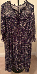 Long Sleeve Dress - Floral - Black - Large