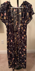 Short Sleeve Dress - Flowered/Black - Large