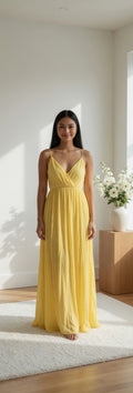 P&C Yellow Crinkle Chiffon Maxi Dress
